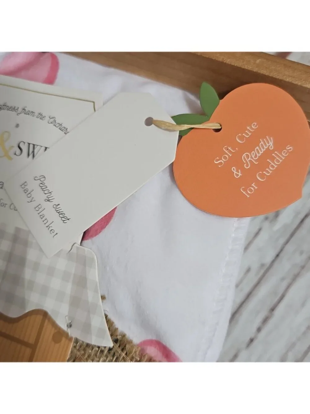 Peach Peaches Baby Blanket Soft Reversible Sherpa Fresh and Sweet 30 x 40